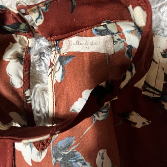 Al’tard State Floral faux Wrap coquette Top blouse Brown and White Size Medium - Picture 6 of 8